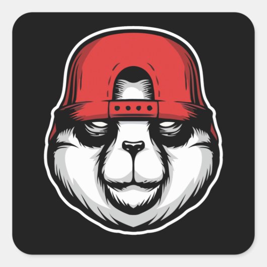 Cool Panda Quadratischer Aufkleber (Vorderseite)