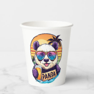 Cool Panda: Retro Summer & Beer Vibes Pappbecher