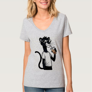 Cool Panther Graphic T-Shirt - Funny Bubble Tee Sh