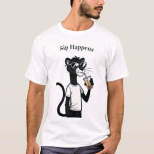 Cool Panther Graphic T-Shirt - Funny Bubble Tee Sh