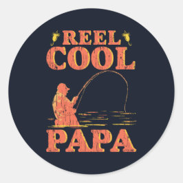 Cool Papa Funny Fishing Vater Vatertag Runder Aufkleber