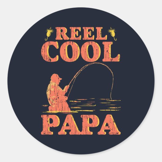 Cool Papa Funny Fishing Vater Vatertag Runder Aufkleber (Vorderseite)