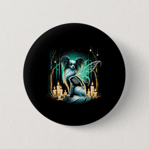 Cool Papillon Dog Skeleton Halloween Hund Mama Vat Button