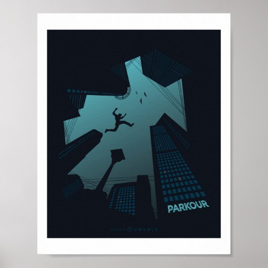 Cool PARKOUR Teen Graphics Gebäude Roof Jumping Poster (Vorne)
