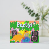 Cool Party DJ Dinosaurier Postkarte (Stehend Vorderseite)