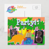 Cool Party DJ Dinosaurier Postkarte (Vorne/Hinten)