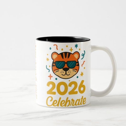 Cool Party Tiger Zweifarbige Tasse (Rechts)