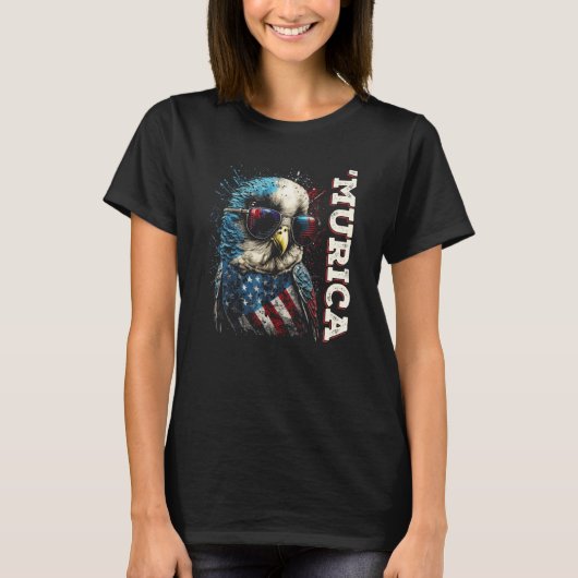 Cool Patriotic Budgie Bird Murica 4th of July Budg T-Shirt (Vorderseite)
