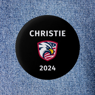 Cool Patriotic Chris Christie 2024 Election Eagle Button