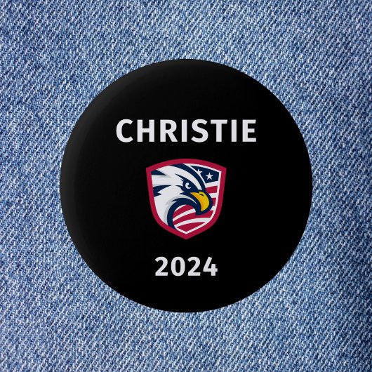 Cool Patriotic Chris Christie 2024 Election Eagle Button