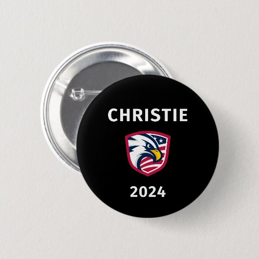 Cool Patriotic Chris Christie 2024 Election Eagle Button (Vorne & Hinten)