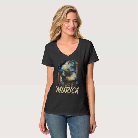 Cool Patriotic Cockatiel Bird Murica 4th of July C T-Shirt (Vorderseite Vollansicht)