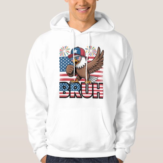 Cool Patriotic Eagle Bruh Design Hoodie (Vorderseite)