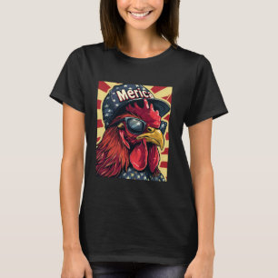 Cool patriotisches Huhn Merica amerikanische Flagg T-Shirt