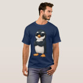 Cool penguin with crossed arms confident gamer car T-Shirt (Vorne ganz)
