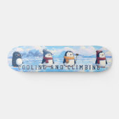 Cool Penguins Skateboarding in Snow Custom Skateboard (Horizontal)