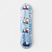 Cool Penguins Skateboarding in Snow Custom Skateboard (Vorne)