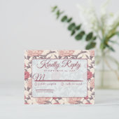 Cool Peonies Flower Romantic Wedding RSVP Karte (Stehend Vorderseite)