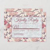 Cool Peonies Flower Romantic Wedding RSVP Karte (Vorne/Hinten)
