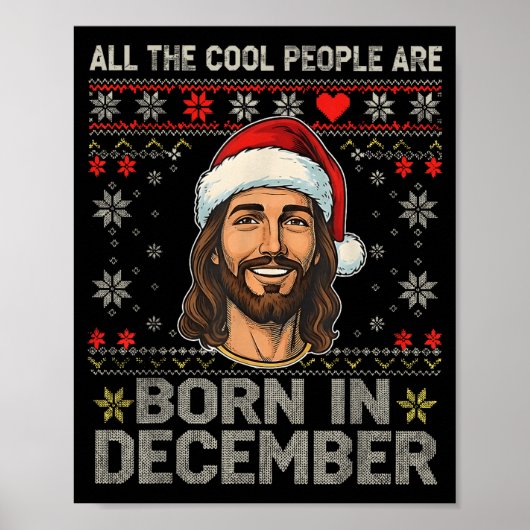 Cool People Are Born In December Christian Christm Poster (Vorne)