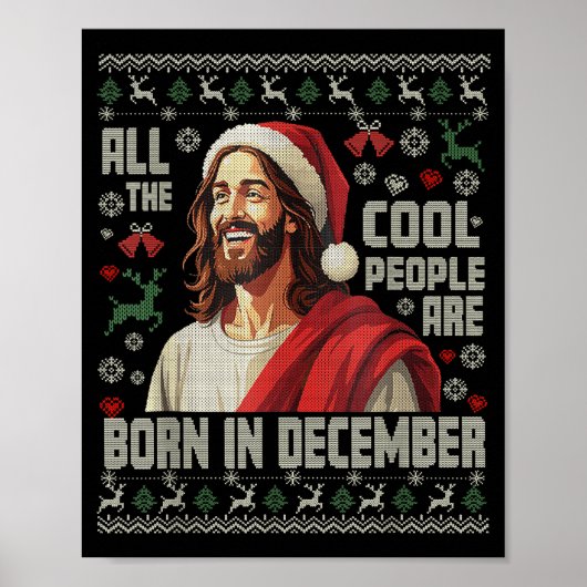Cool People Are Born In December Christian Christm Poster (Vorne)