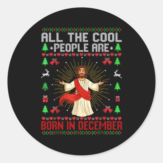 Cool People Are Born In December Christian Christm Runder Aufkleber (Vorderseite)