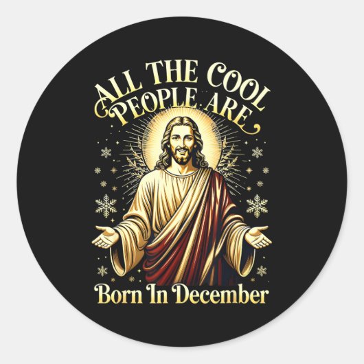 Cool People Are Born In December Christian Christm Runder Aufkleber (Vorderseite)