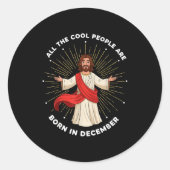 Cool People Are Born In December Christian Christm Runder Aufkleber (Vorderseite)