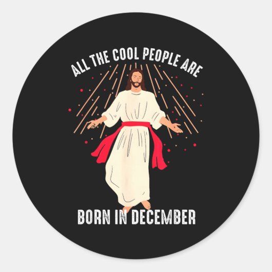 Cool People Are Born In December Christian Christm Runder Aufkleber (Vorderseite)