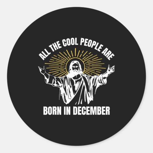 Cool People Are Born In December Christian Christm Runder Aufkleber (Vorderseite)