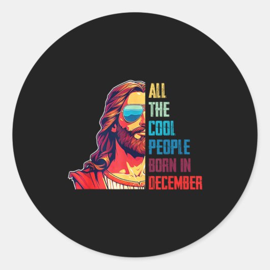 Cool People Are Born In December Christian Christm Runder Aufkleber (Vorderseite)