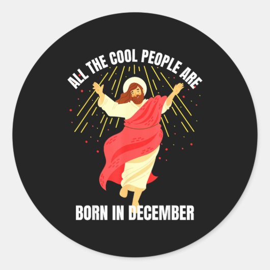 Cool People Are Born In December Christian Christm Runder Aufkleber (Vorderseite)