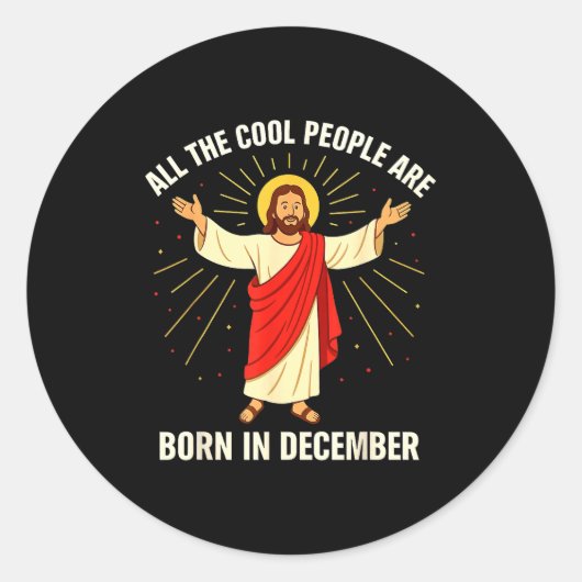 Cool People Are Born In December Christian Christm Runder Aufkleber (Vorderseite)