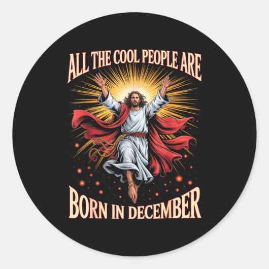 Cool People Are Born In December Christian Xmas Bi Runder Aufkleber (Vorderseite)