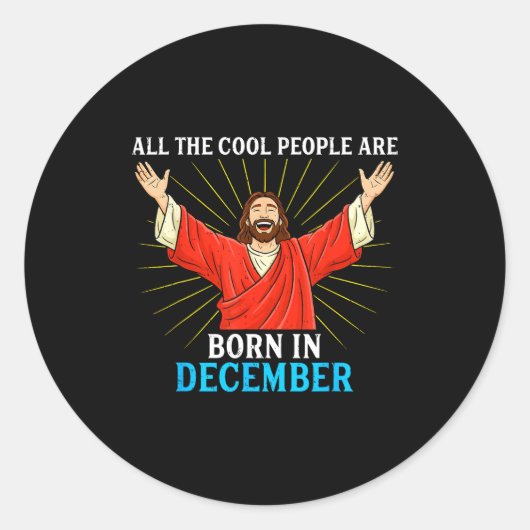 Cool People Are Born In December Christmas Bday Ch Runder Aufkleber (Vorderseite)