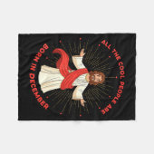 Cool People Born In December Birthday Funny Jesus Fleecedecke (Vorderseite (Horizontal))