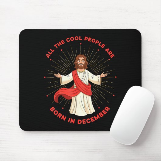Cool People Born In December Birthday Funny Jesus  Mousepad (Mit Mouse)