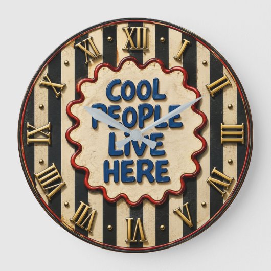 Cool People Live Here Große Wanduhr (Vorderseite)