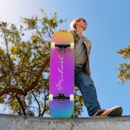 Cool Personalisiert Neon Ombre Skateboard (Außen 1)