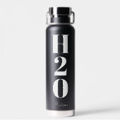 Cool Personalisiertes H20 Einfach Schwarz-weiß Trinkflasche (Rückseite)
