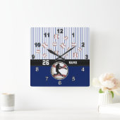 Cool Personalized Baseball Clock with Your Text Quadratische Wanduhr (Zuhause)