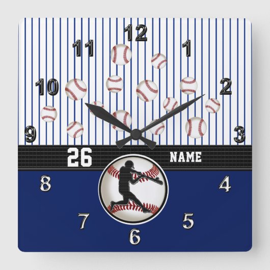 Cool Personalized Baseball Clock with Your Text Quadratische Wanduhr (Vorderseite)