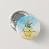 Cool, Phantastisch, Ananas mit Namen Button (Vorne & Hinten)