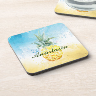 Cool, Phantastisch, Ananas mit Namen Getränkeuntersetzer