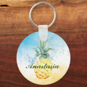 Cool, Phantastisch, Ananas mit Namen Schlüsselanhänger (Vorderseite)
