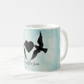 Cool, Phantastisch, Blaue Vögel mit Herzblut Kaffeetasse (VorderseiteRechts)