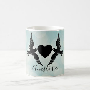 Cool, Phantastisch, Blaue Vögel mit Herzblut Kaffeetasse
