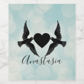 Cool, Phantastisch, Blaue Vögel mit Herzblut Weinetikett (Einzelnes Label)