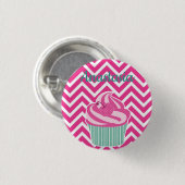 Cool, Phantastisch, Pink Cupcakes, weißer Name Button (Vorne & Hinten)