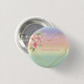 Cool, Phantastisch, Regenbogen Herz mit Ihrem Name Button (Vorne & Hinten)
